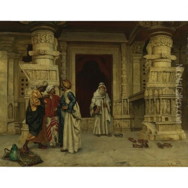 Outside The Mosque Oil Painting - Rudolf Ernst