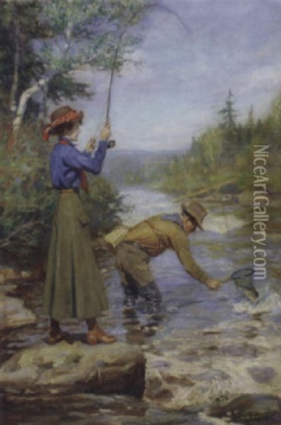 Lucky Catch Oil Painting - Philip Russell Goodwin
