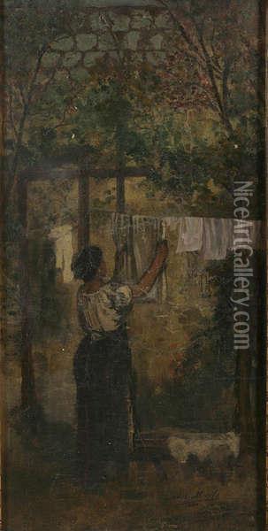 Ophangen Van De Was Oil Painting - Frans Meerts