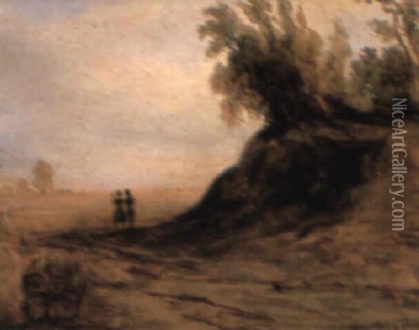 Figures In A Wooded Landscape Oil Painting - Carl Blechen