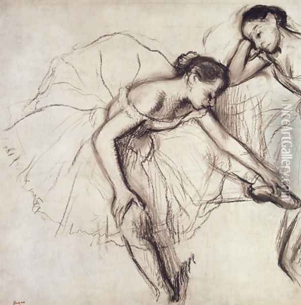 Two Dancers Resting Oil Painting - Edgar Degas