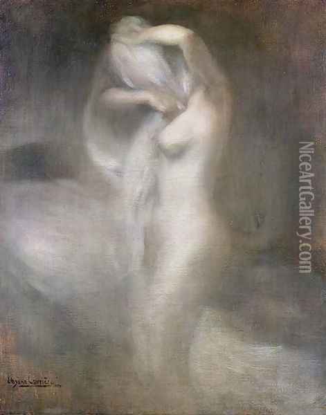 Nude in Profile, c. 1888 Oil Painting - Eugene Carriere