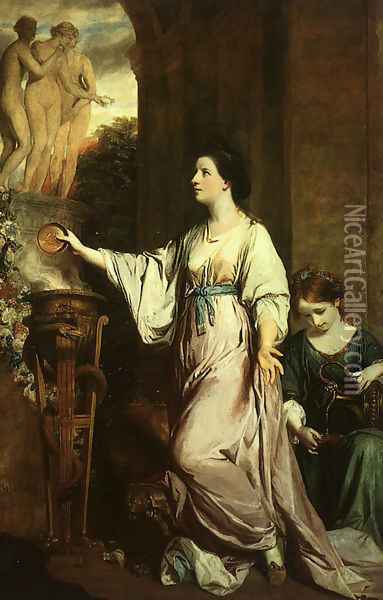 Lady Sarah Bunbury Sacrificing to the Graces 1765 Oil Painting - Sir Joshua Reynolds