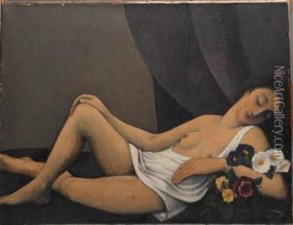 Nu - A Reclining Nude Oil Painting - Felix Elie Tobeen