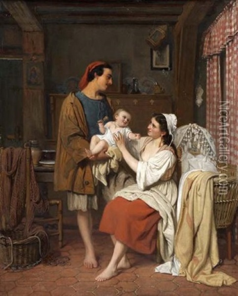 The Fisherman's Home Oil Painting - Charles Louis Baugniet