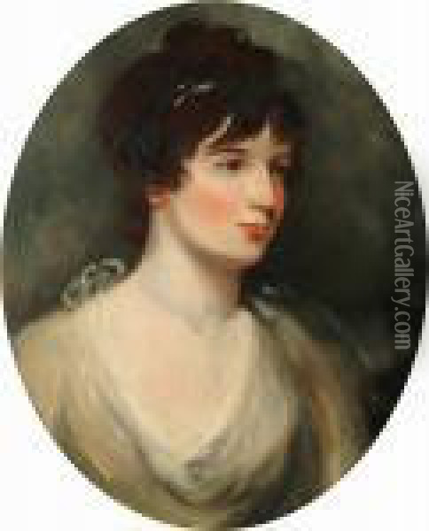 Portrait Of A Lady, Bust-length, In A Pale Yellow Dress Oil Painting - Sir Thomas Lawrence