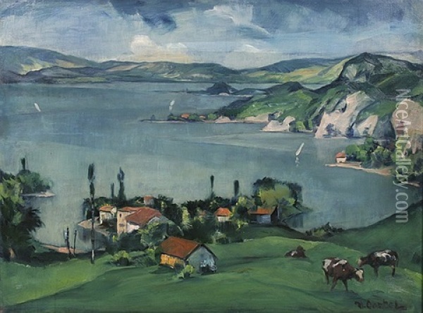 Blick Auf Den Gardasee Oil Painting - Wilhelm Oertel