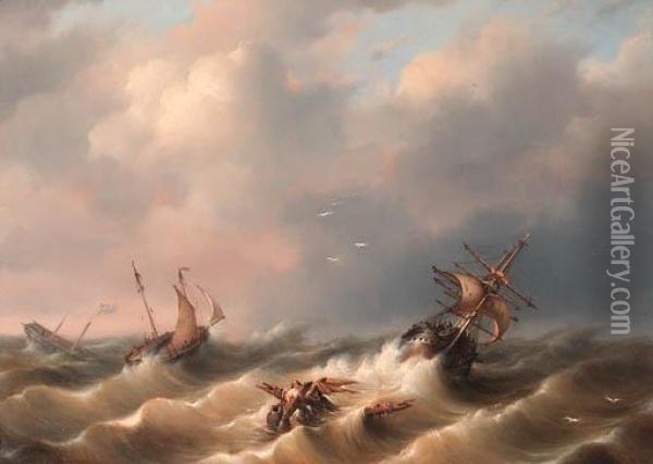 Shipwreck Oil Painting - Hendrik Albertus Kleijn