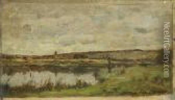 Pecheurs Au Bord De La Riviere Oil Painting - Karl Pierre Daubigny