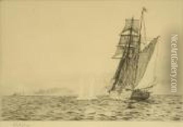 Vessel Atsea Oil Painting - William Lionel Wyllie