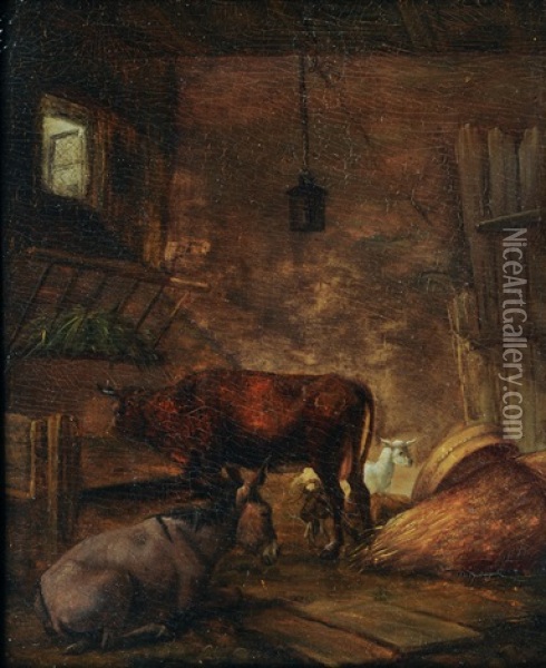 Animals In The Barnstable Oil Painting - Jean-Louis Demarne