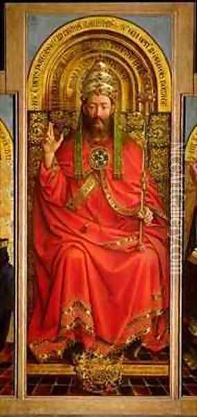 God the Father central panel of the Ghent Altarpiece Oil Painting - Hubert & Jan van Eyck