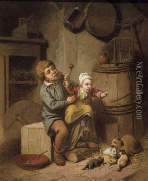 Le Nid De Chatons Oil Painting - Leon Caille
