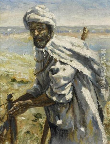 Bedouin Before A River Oil Painting - Frank Buchser