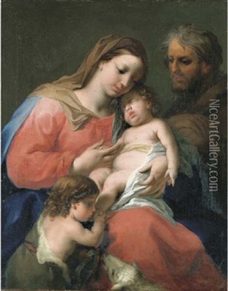 The Holy Family With The Infant Saint John The Baptist Oil Painting - Jacopo Amigoni