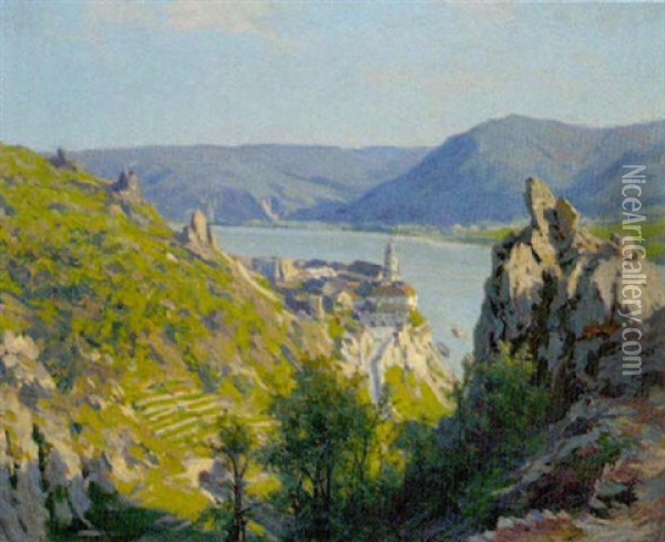Blick Auf Durnstein, Wachau Oil Painting - Karl Ludwig Prinz