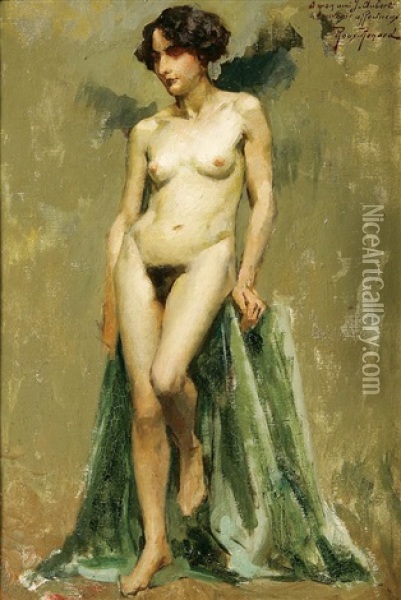 Standing Female Nude Oil Painting - Antonin Marius Auguste Roux-Renard