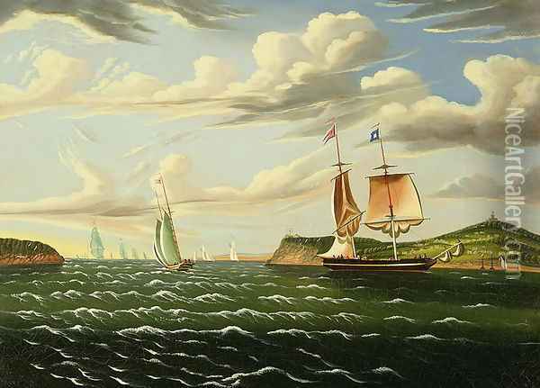 Staten Island and the Narrows, 1835-55 Oil Painting - Thomas Chambers