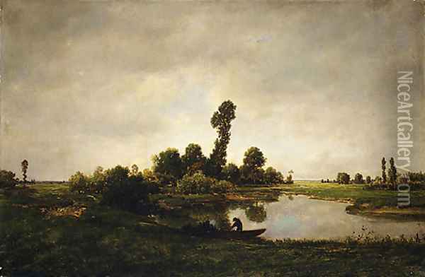 A River Landscape Oil Painting - Allan Ramsay
