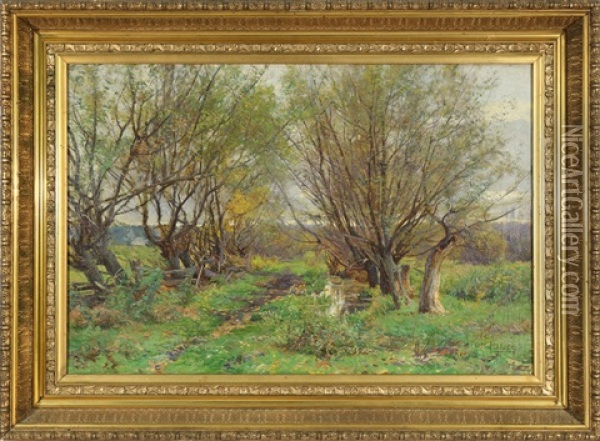 Summer Landscape With A Meandering Stream Oil Painting - Hugh Bolton Jones