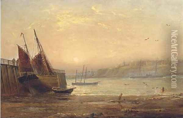 An estuary at low tide Oil Painting - James Wilson Carmichael