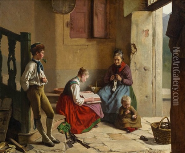 Hausliche Szene Oil Painting - Franz Meyerheim