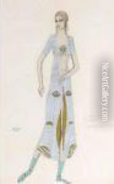 Costume Design For Ida Rubinstein - 'istar' Oil Painting - Lev Samoilovich Bakst