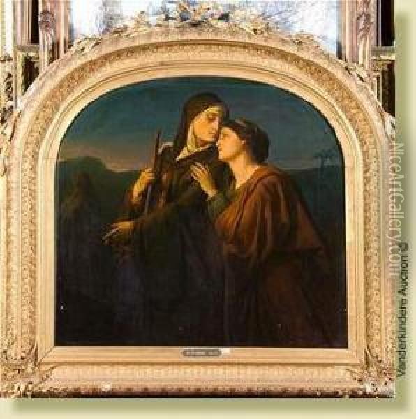 Deux Femmes Enpelerinage Oil Painting - Charles de Groux