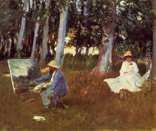 Claude Monet Painting by the Edge of a Wood Oil Painting - John Singer Sargent