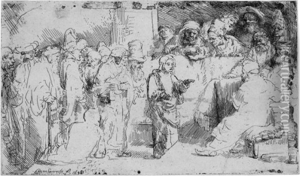 Jesusknabe Inmitten Der Schriftgelehrten Oil Painting - Rembrandt Van Rijn