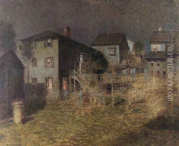 Old House, Moonlight, Gloucester, Massachusetts Oil Painting - Paul Cornoyer