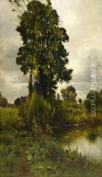 Sommarlandskap Oil Painting - Ernest Parton