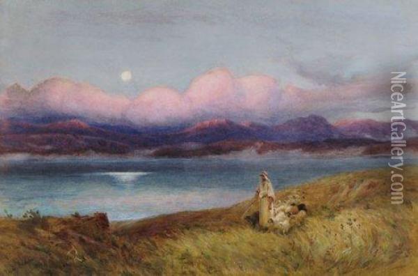 Moon Over The Sea Of Galilee Oil Painting - Henry Andrew Harper