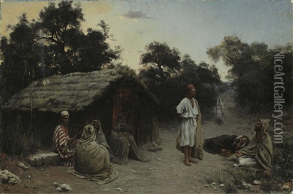 An Arab Encampment Oil Painting - Paul Jean Baptiste Lazerges