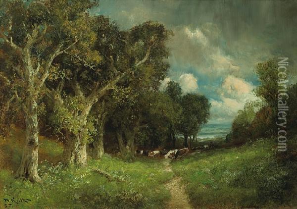 Under The Oaks Oil Painting - William Keith