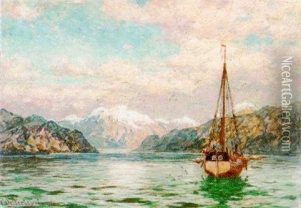 Im Sognefjord Oil Painting - Carl August (Karl M.) Osterley