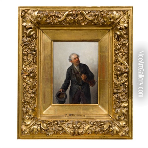 Der Alte Geigenspieler Oil Painting - Josef Kinzel