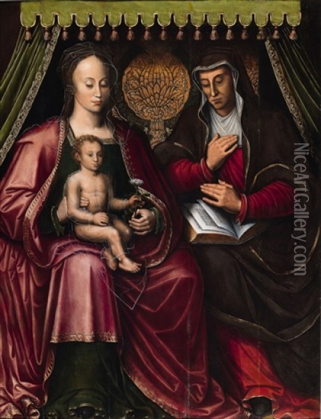 The Virgin And Child With Saint Anne Oil Painting - Anthuenis Claeissins