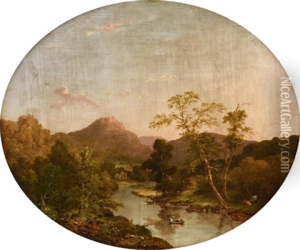 River Landscape Oil Painting - Walter Mason Oddie