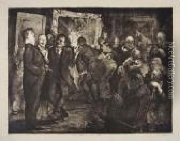 Artists Judging Works Of Art Oil Painting - George Wesley Bellows