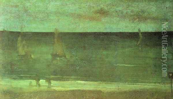 Nocturne: Blue and Silver - Bognor Oil Painting - James Abbott McNeill Whistler