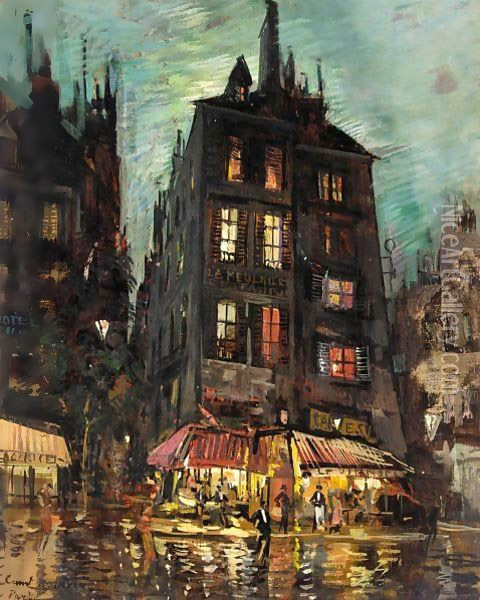 View Of The Rue De Venise, Paris Oil Painting - Konstantin Alexeievitch Korovin