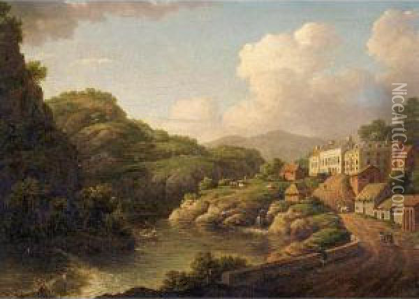 View Of Matlock, Derbyshire Oil Painting - William Marlow