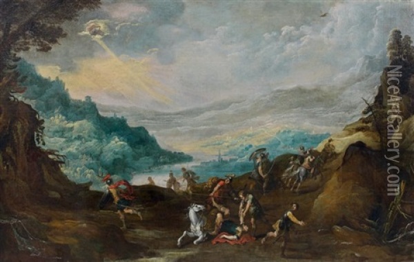 La Conversion De Saint Paul Oil Painting - Joos de Momper the Younger