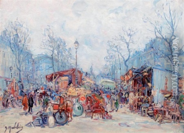 Foire A La Brocante, Paris Oil Painting - Gustave Madelain