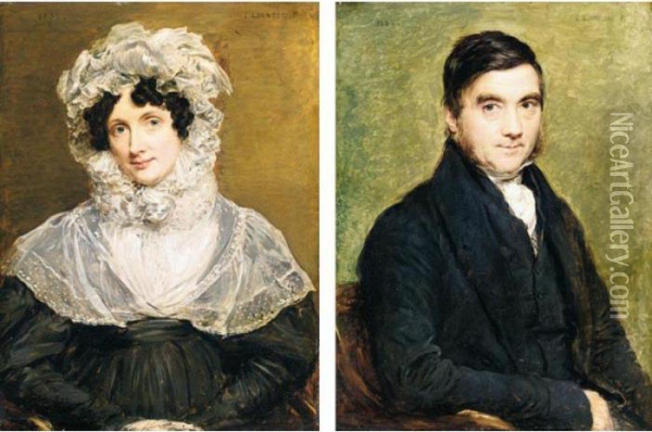 Portrait Of Mr Bolding, And His Wife, Mrs Bolding Oil Painting - John Linnell