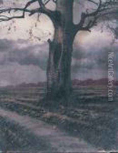 Samotne Drzewo Oil Painting - Odo Dobrowolski