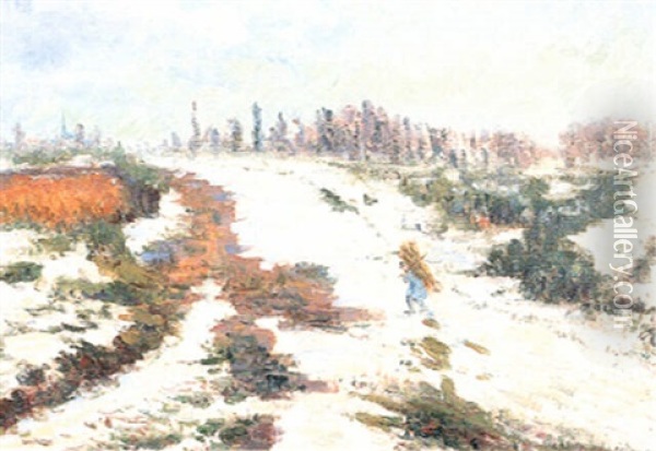 Environs D'auvers, Sous La Neige Oil Painting - Eugene Murer