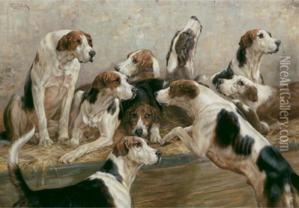 The Brocklesby Hounds Oil Painting - Thomas Blinks