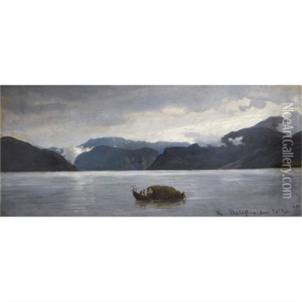 Fra Balestrand-view From Balestrand Oil Painting - Hans Frederick Gude